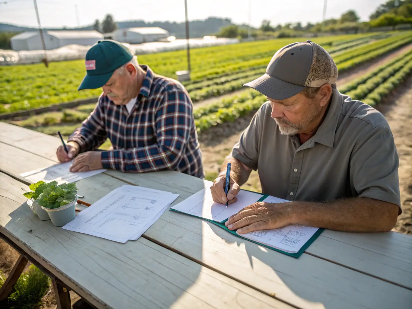 A close-up shot of a farmer sharing a plan with a Pay In Time advisor, emphasizing the importance of listening and understanding.